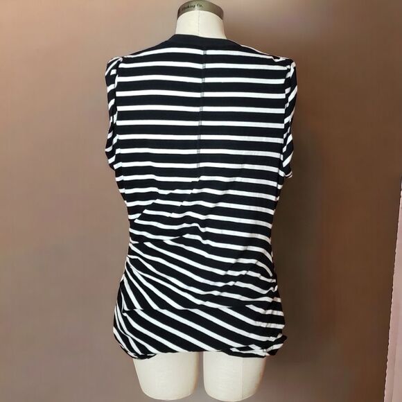 3.1 Phillip Lim Draped Striped Rolled Sleeve Sleeveless Top - Picture 3 of 11